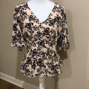 NEW TOPSHOP Austin Black Meadow floral blouse size 12